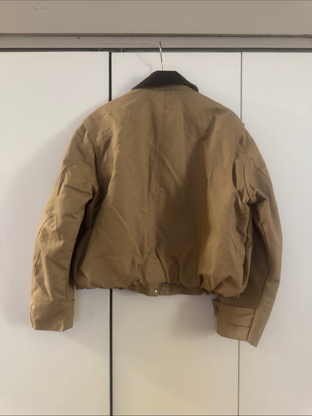 Pilcro Tan Bomber Jacket with Dark Brown Collar - Picture 3 of 5